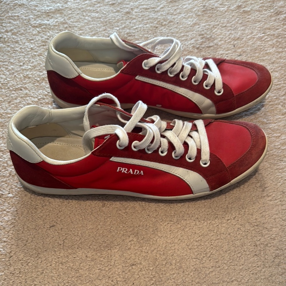 Prada Red and White Casual Sneakers - Picture 2 of 8